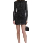 Black Rhinestone Detail Mini Dress