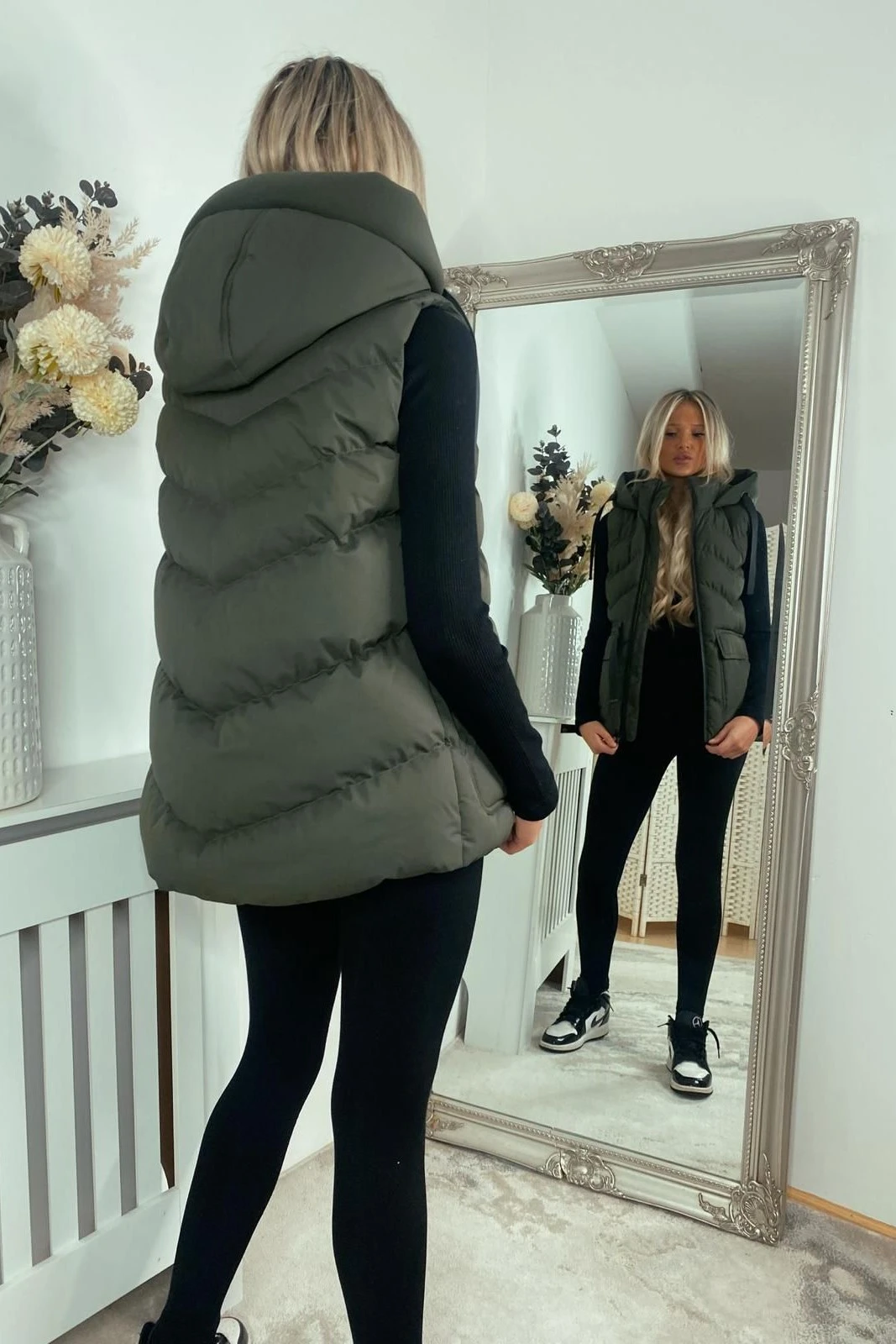 khaki-belted-gilet-with-detachable-hood