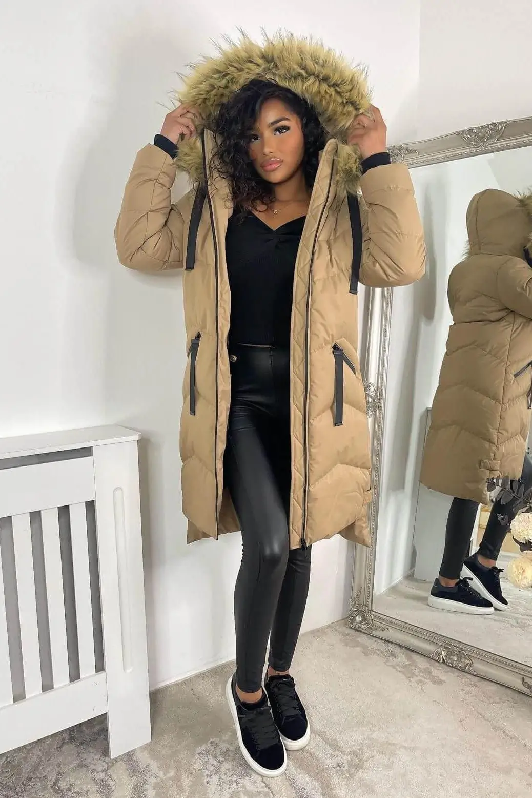 stylish-long-camel-fur-hooded-padded-coat-