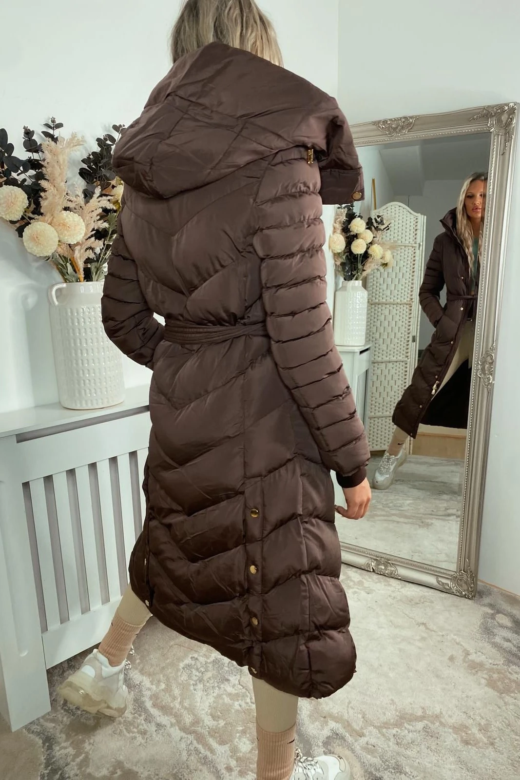 chevron-belted-hooded-coat-in-brown-with-fleece-lining