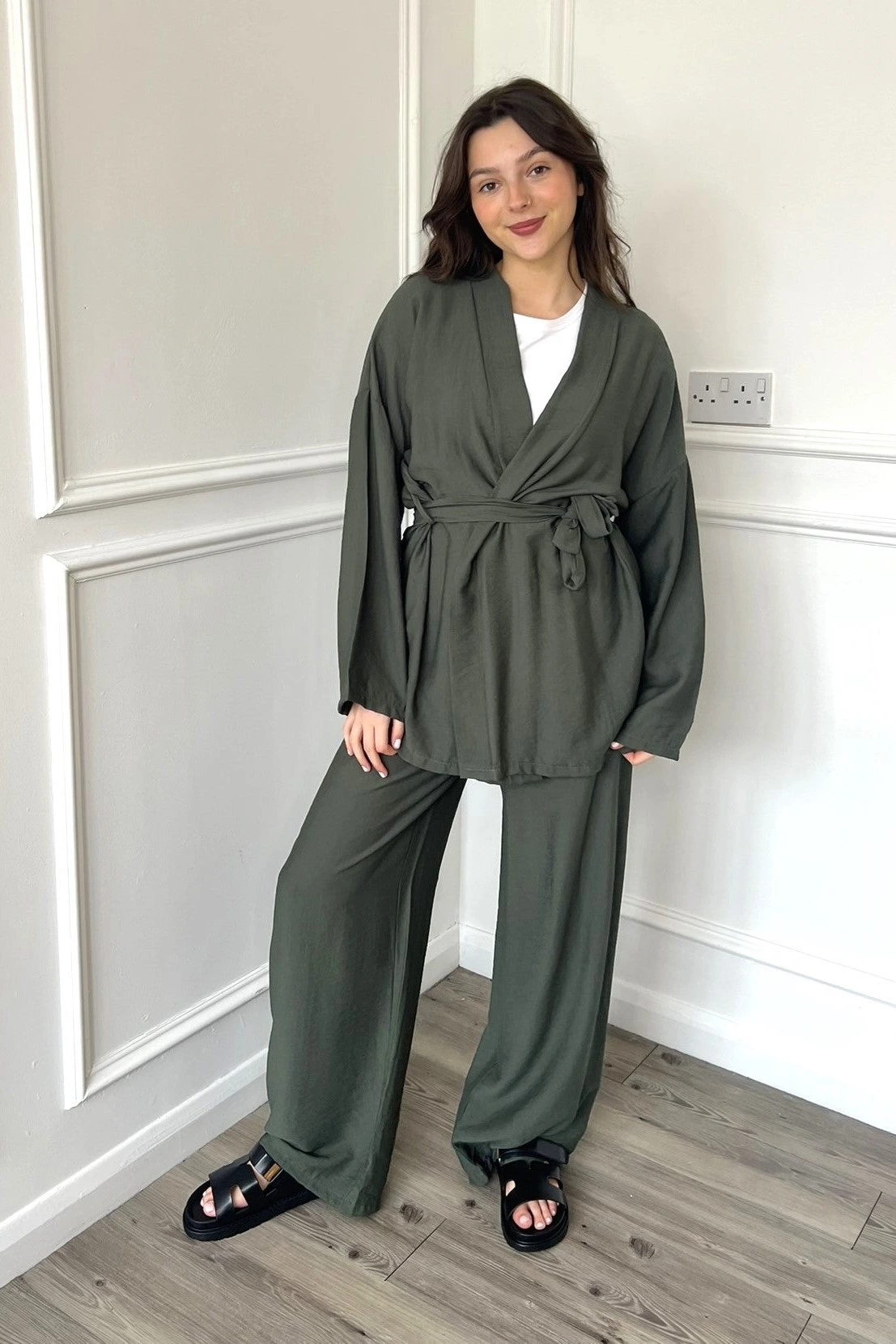 Gray Piping Jacket and Trousers Set