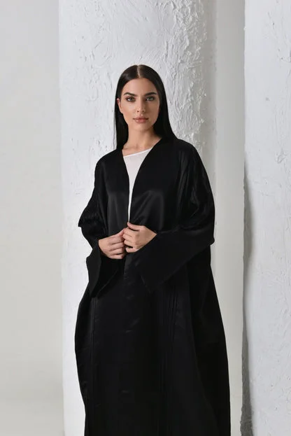 Black Satin Abaya with Chiffon Hijab