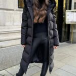 Graphite Long Quilted Faux Fur Hood Coat