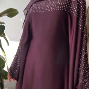 Purple Aima Diamante Silk Kaftan with Inner Belt