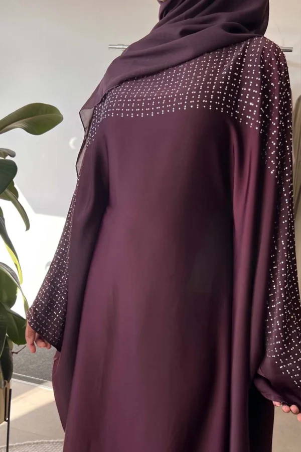 Purple Aima Diamante Silk Kaftan with Inner Belt