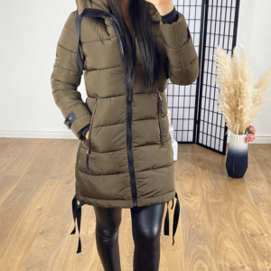 khaki-hooded-zip-detail-puffer-coat