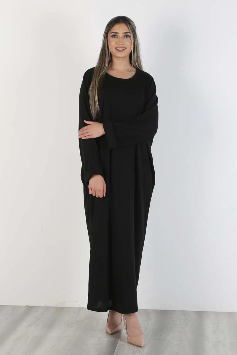 Black Tia Basic Maxi Dress with Belted Waist