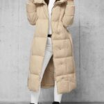 Long Beige Jacket With Hood & Belt