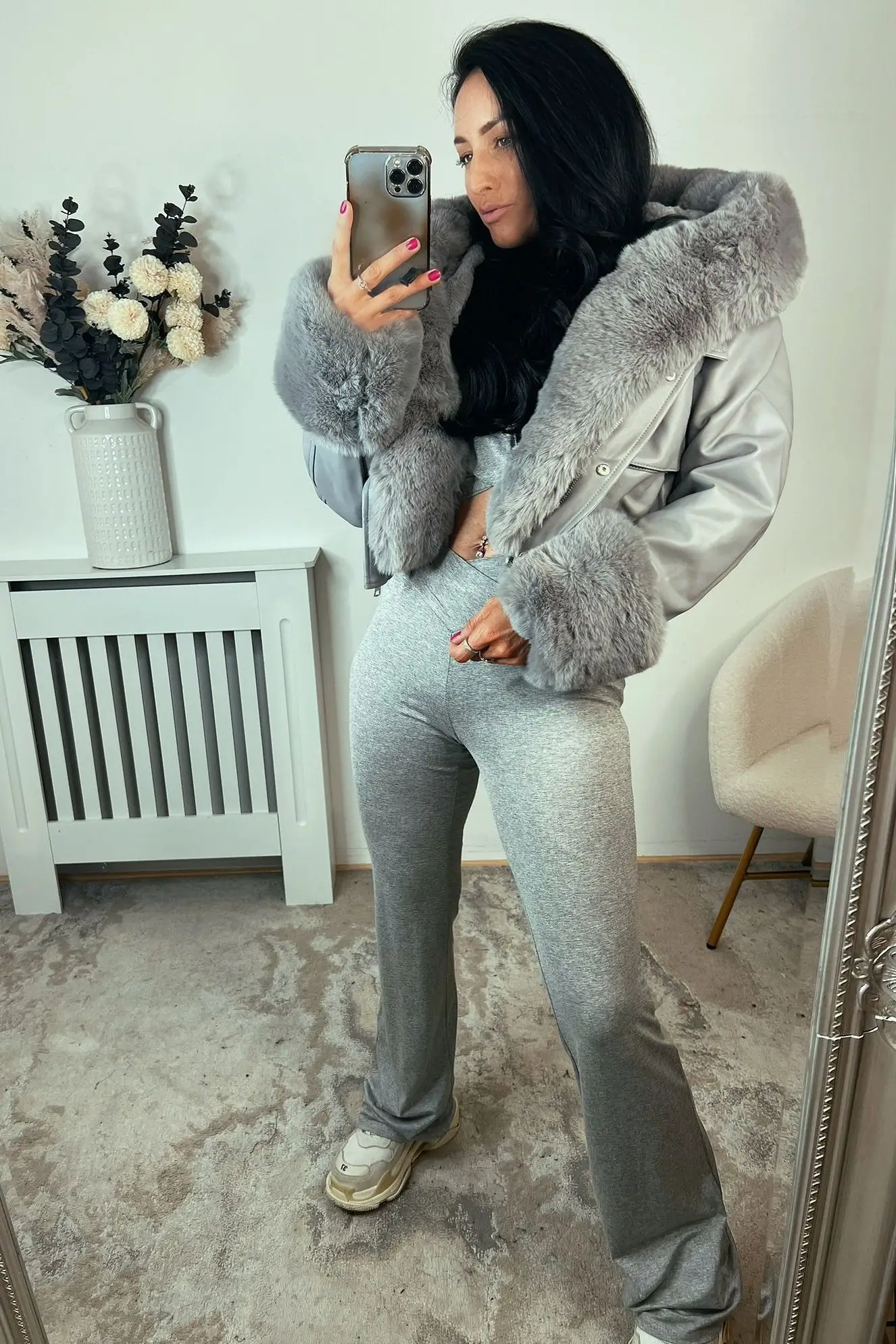 grey-faux-leather-bomber-jacket-with-faux-fur-hood