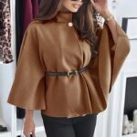Belted Cape Poncho Jacket One Size