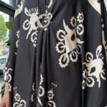Black Sara Printed Satin Kaftan with Diamante Ring