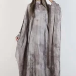 Grey Marble Print Kaftan With Matching Hijab