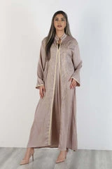 Champagne Embroidered Maxi Dress with Gold Detailing