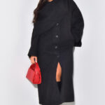 Scarf-Style Draped Collar Longline Winter Coat