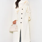 Scarf-Style Longline Coat Draped Collar